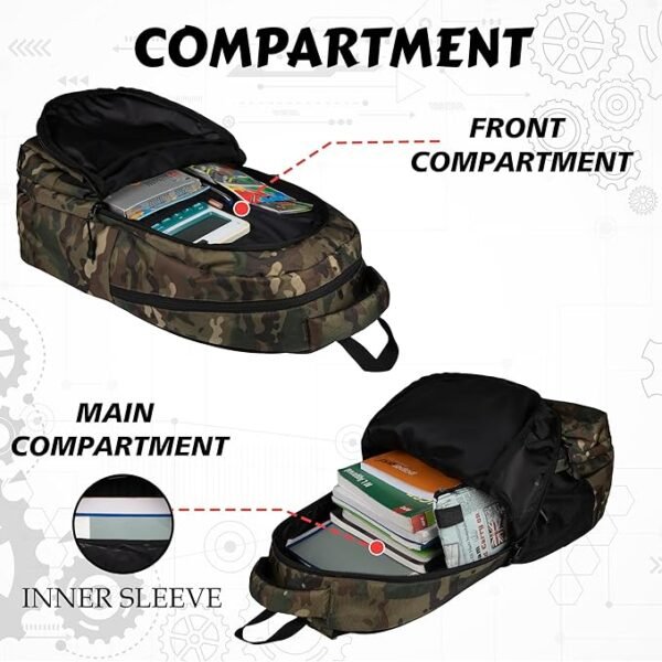 F Gear Caspian Wild Olive Grn 23L, Casual Backpack|School Bag|Children Daypack|College Bag - Image 4